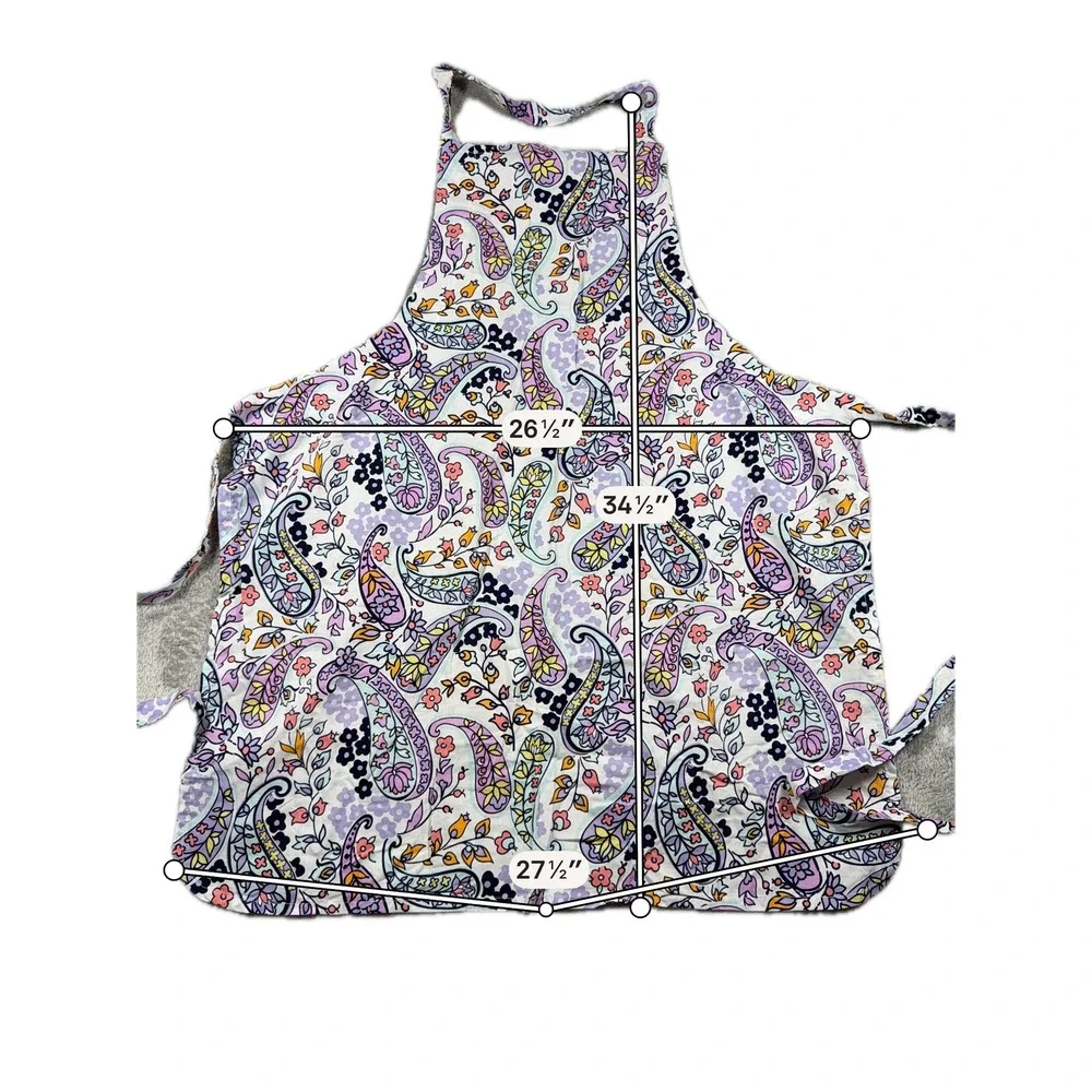 Vera Bradley Apron Women OS Purple Paisley Floral Cotton Adjustable Neck Tie